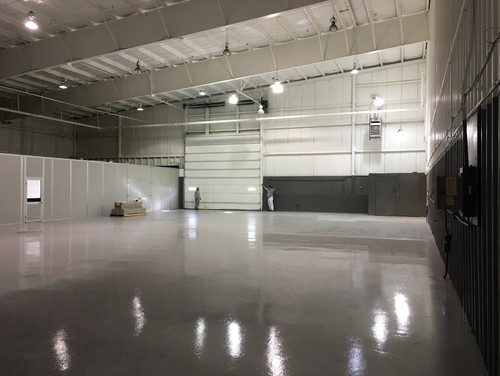 Warehouse with fresh epoxy flooring