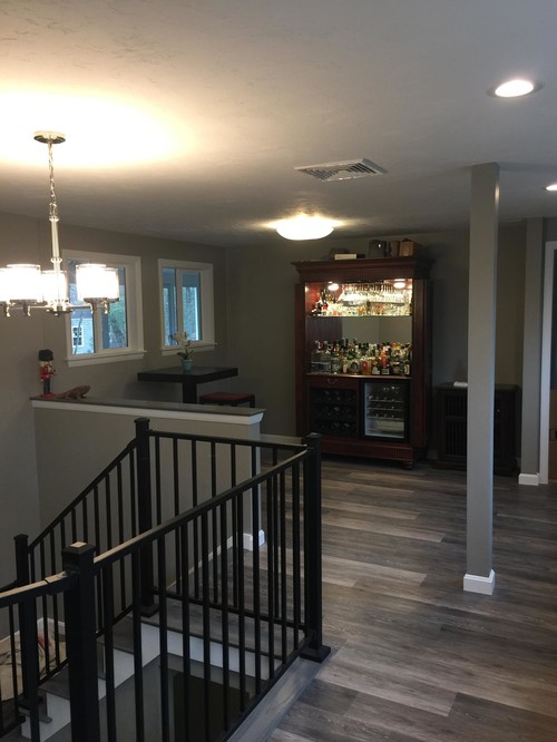 Finished basement with bar area